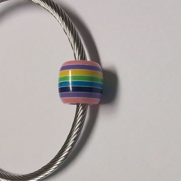 Multicolor‎ Striped Charm for Pandora Style Bracelet - Picture 2 of 4
